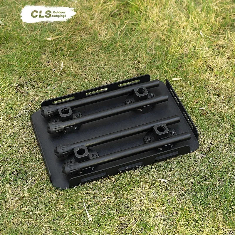 CLS Outdoor aluminium folding camping stool converted into a small table, with Army Green PU cushion and storage bag.