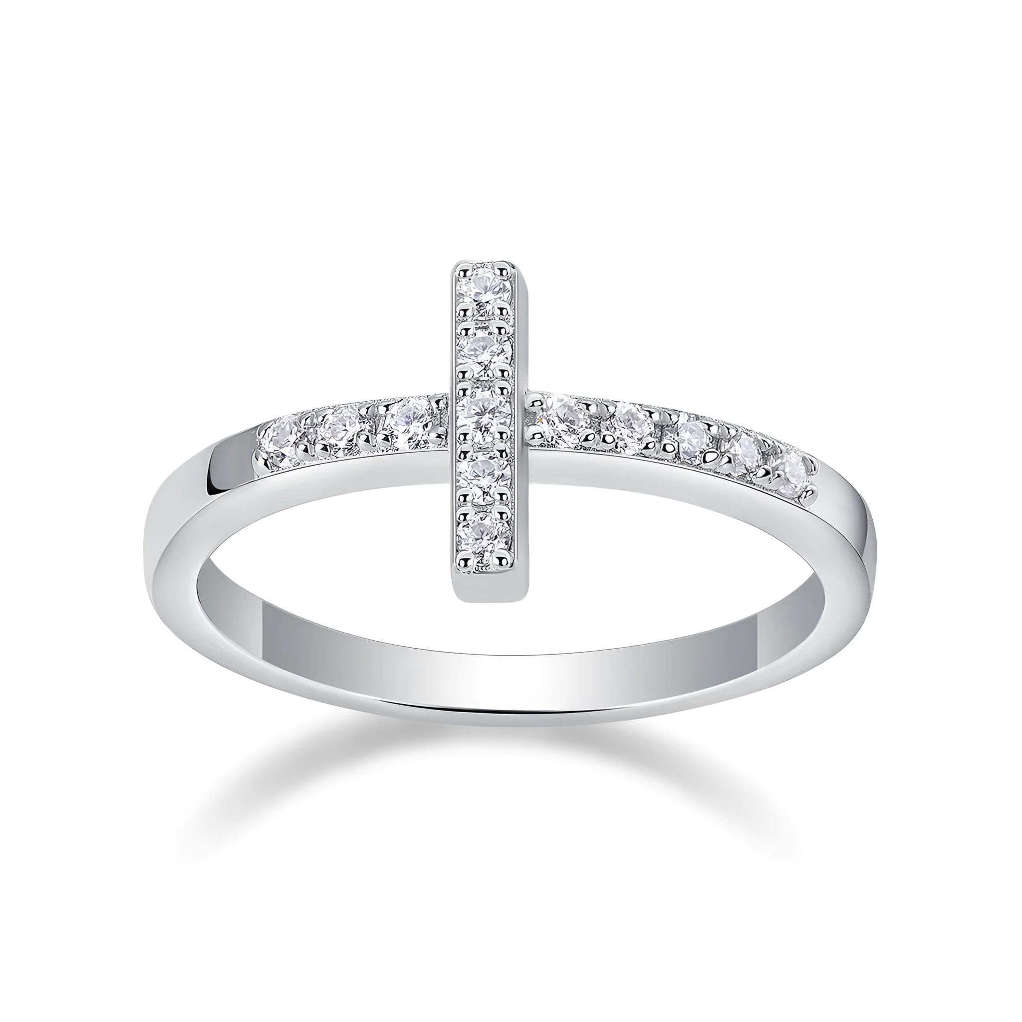 The Holy Light Cross wedding ring set with moissanite stone in gold-plated S925 silver on gift box