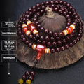 Men's rosewood bracelet with 108 beads, showing 6mm and 8mm size options alongside styles like lapis lazuli and turquoise.