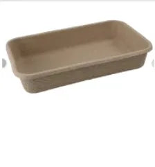 Brown biodegradable disposable cat litter box shown from above