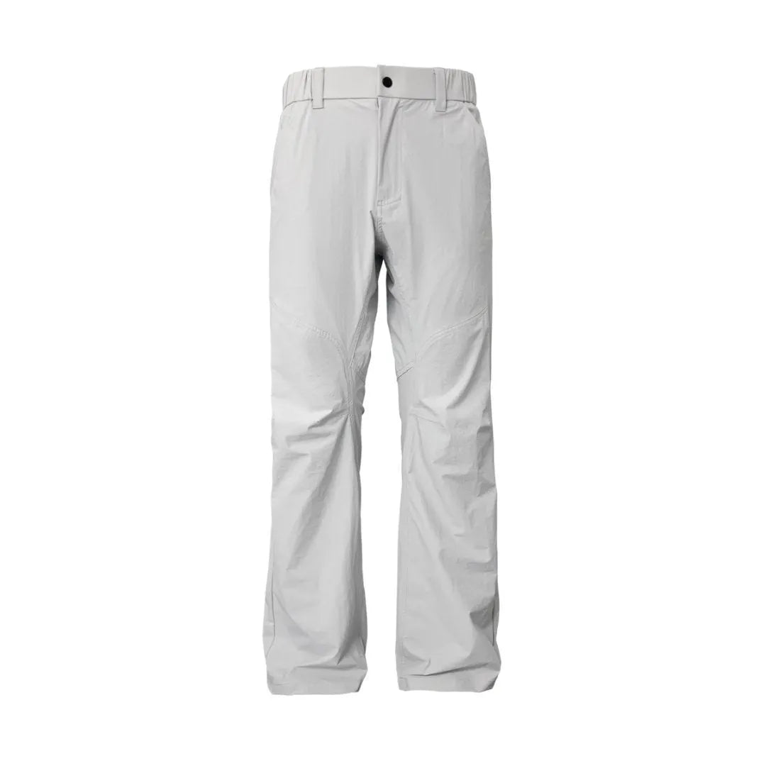 Men's casual trousers with 3D cutting design in straight-leg fit showing medium-elastic waistband