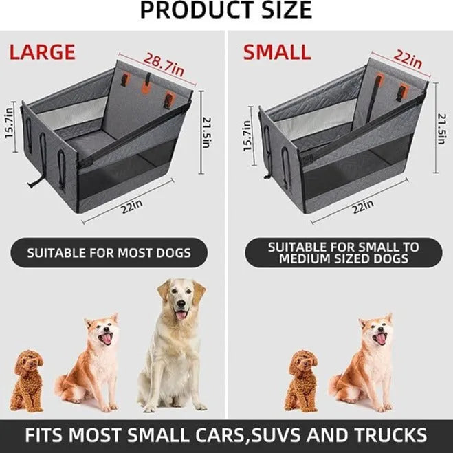 Grey reversible water resistant dog bed measuring 56x56x40cm for car and home use