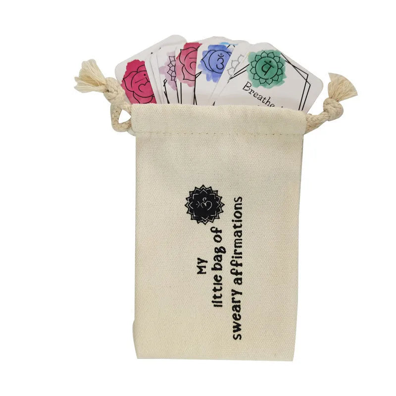 Set of 16 funny affirmation cards with soft colours and healing series design