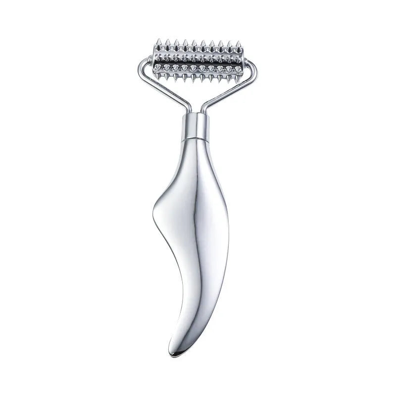 Stainless steel facial massage tool set with heart-shaped eye board and dual-head roller