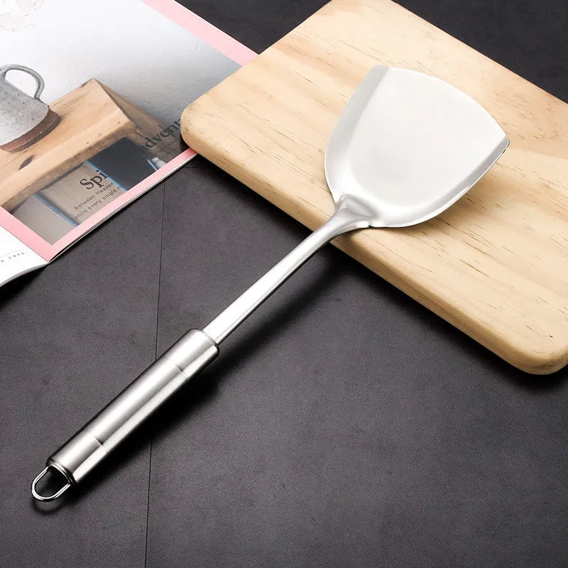 6-piece 201 stainless steel kitchenware set with anti-scalding handles on a kitchen counter