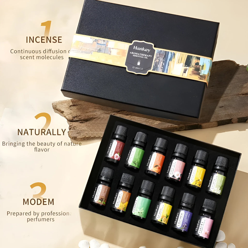 Water-soluble aromatherapy essential oil set in boxed combination packaging