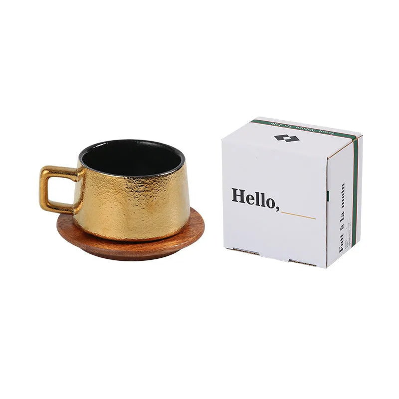 Office gift tumbler coffee cup suit with gold plated packaging and 250ml capacity cup
