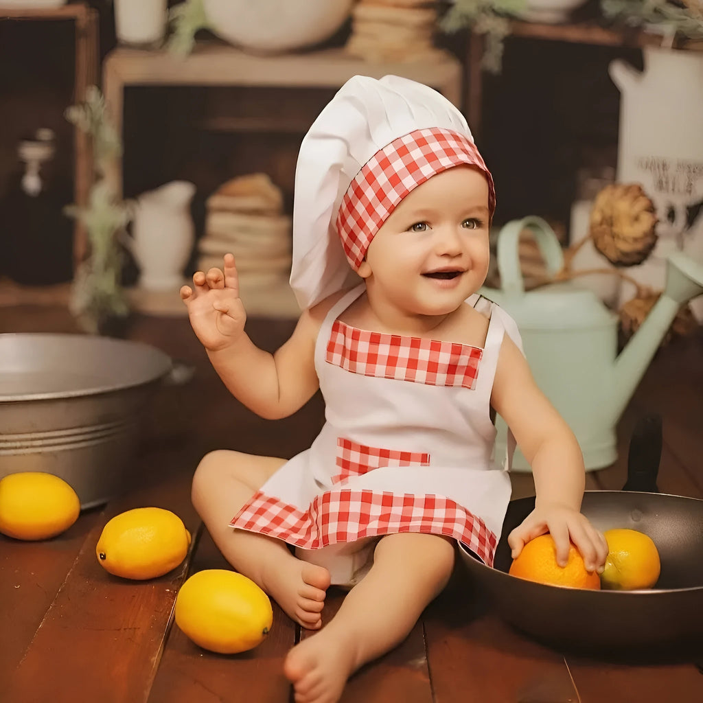 Baby photography chef costume set in sweet style polyester suit for children performance wear