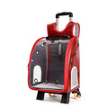 Transparent pet trolley bag with folding design and shoulder strap for small dogs