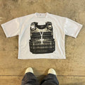 Men's cotton short sleeve T-shirt with retro street style print in contrast colours