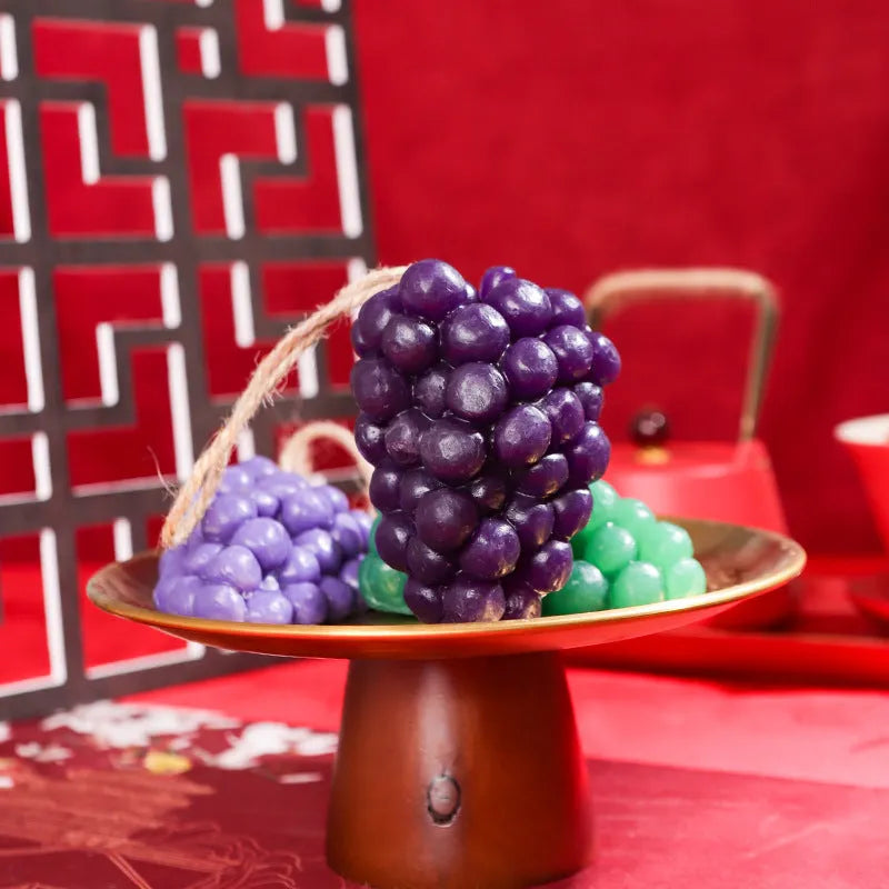 Purple and green grape cluster shaped handmade soap bar, 80g.