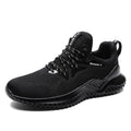 Men's low-top breathable running shoes in red with mesh upper and white MD sole on a plain background.