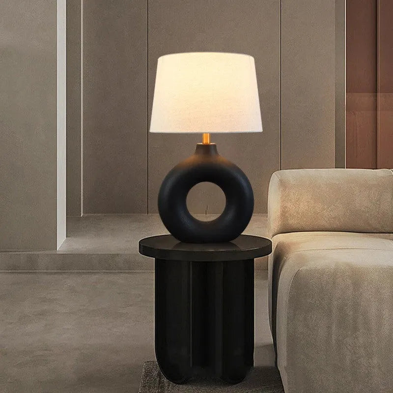 Japanese style ceramic Feng Pottery Pot table lamp with button switch in small white colour