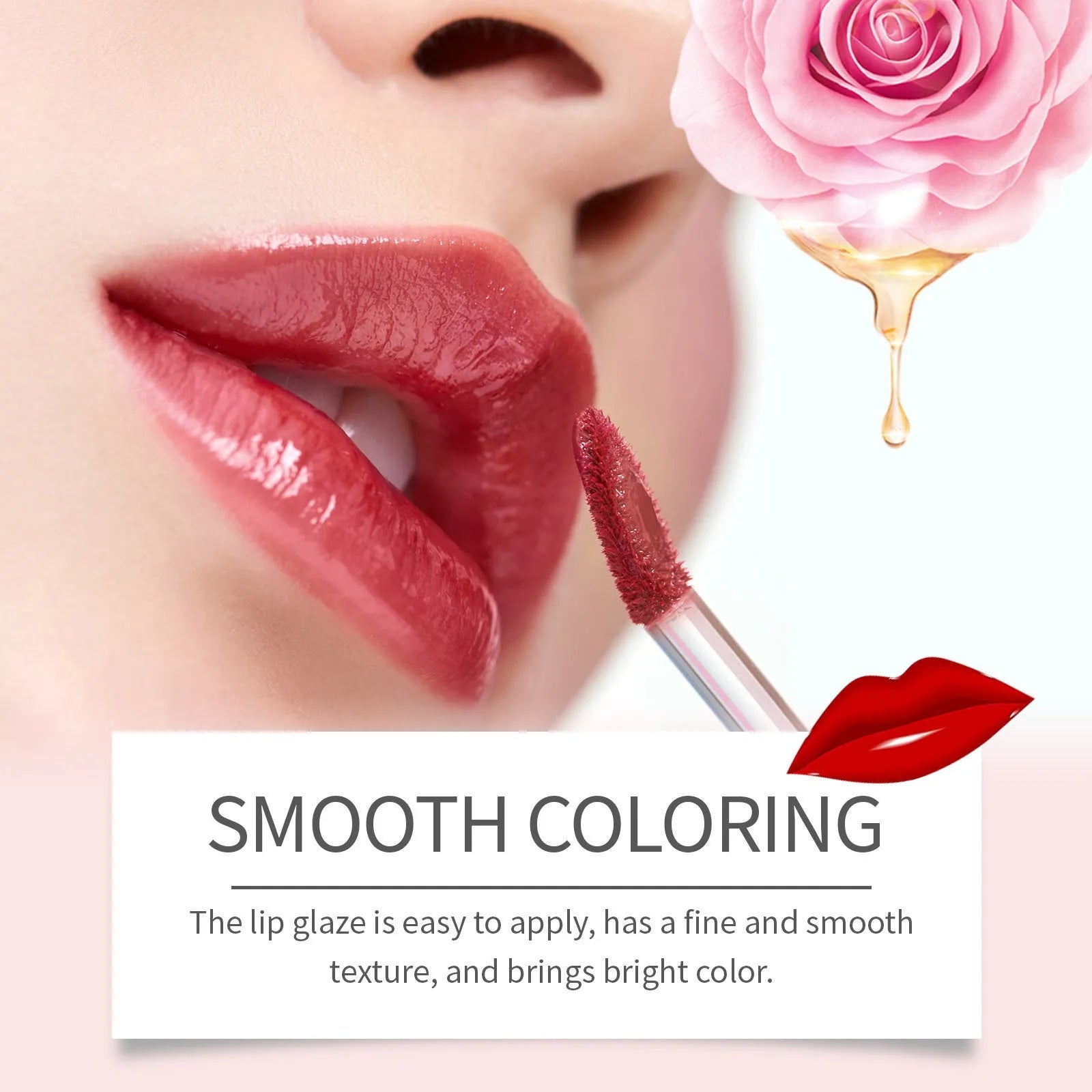 Double-headed lip liner and lip lacquer pen in a choice of three colours.