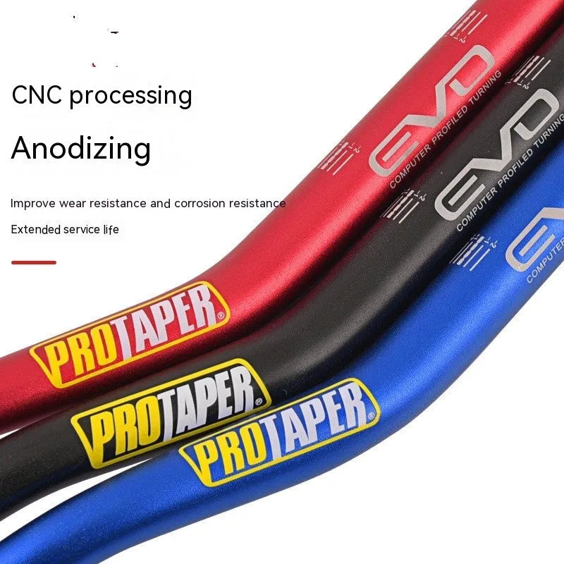 Orange aluminium alloy scrambling motorcycle handlebar with 28mm diameter, 80cm width, and 10cm rise.