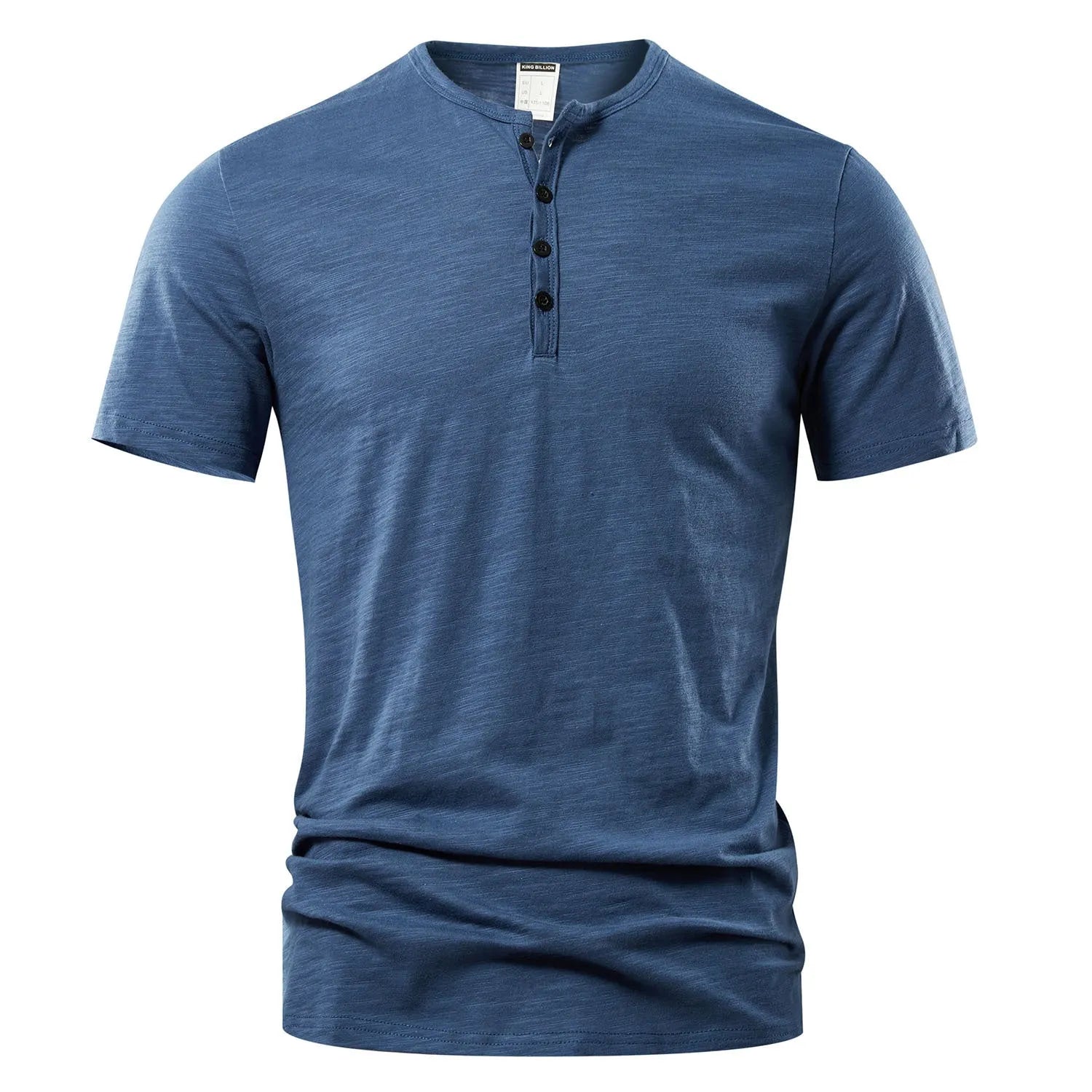 Men's slub cotton short sleeve t-shirt in a solid colour on a hanger