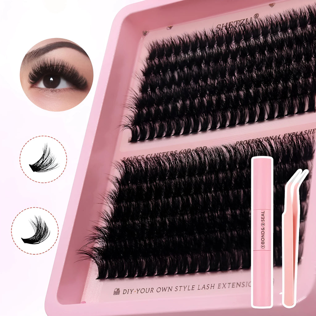 Thick DIY false eyelashes in European American segmented style, imported fibre, cross and feather models in 60D 80D densities