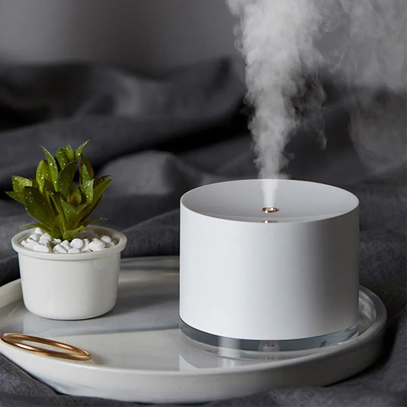 Wireless air humidifier diffuser in white with USB cable, 130 x 130 x 100mm, 780ml tank, 2000mAh battery