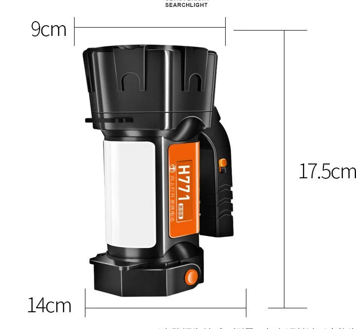 Multifunctional strong light portable camping lamp with USB charging and removable battery, 1000/2000 lumens