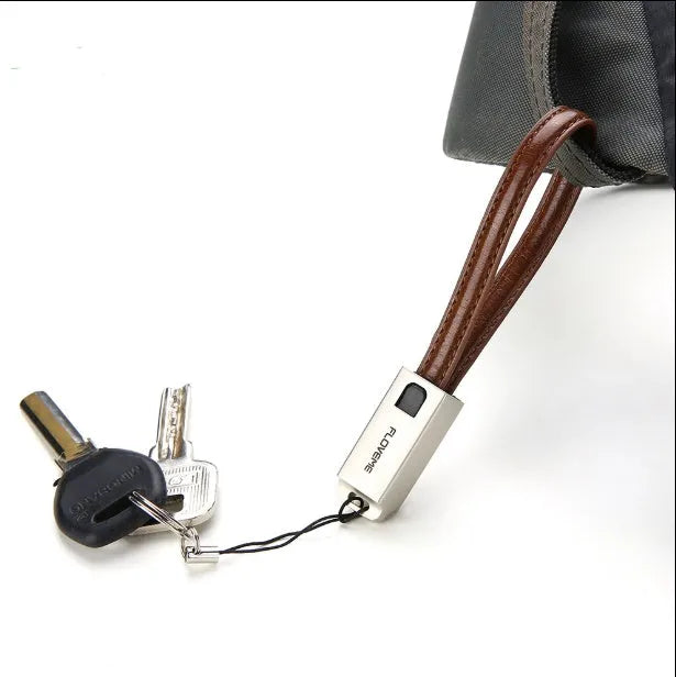 14cm leather iPhone charging cable with zinc alloy lightning connector in three colours