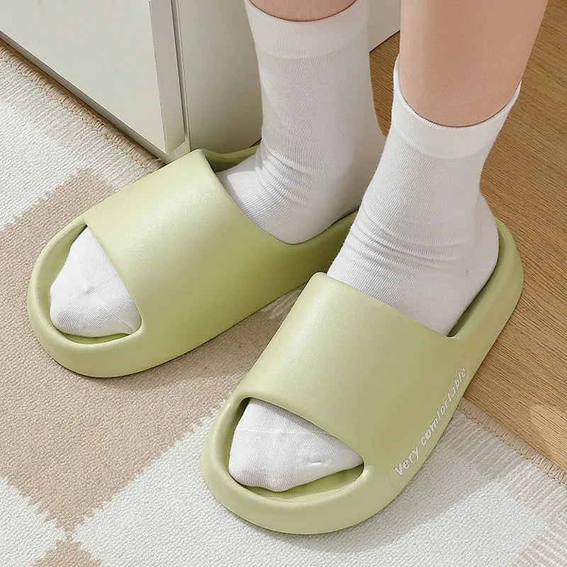 Summer rhombus pattern solid colour EVA non-slip indoor slippers for men and women in black white grey green pink
