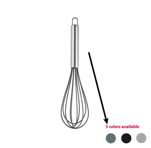 12-piece silicone kitchenware set with rotating storage bucket showing utensils in black, dark grey or khaki colours