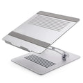 Folding aluminium alloy laptop stand with adjustable lifting height in silver colour