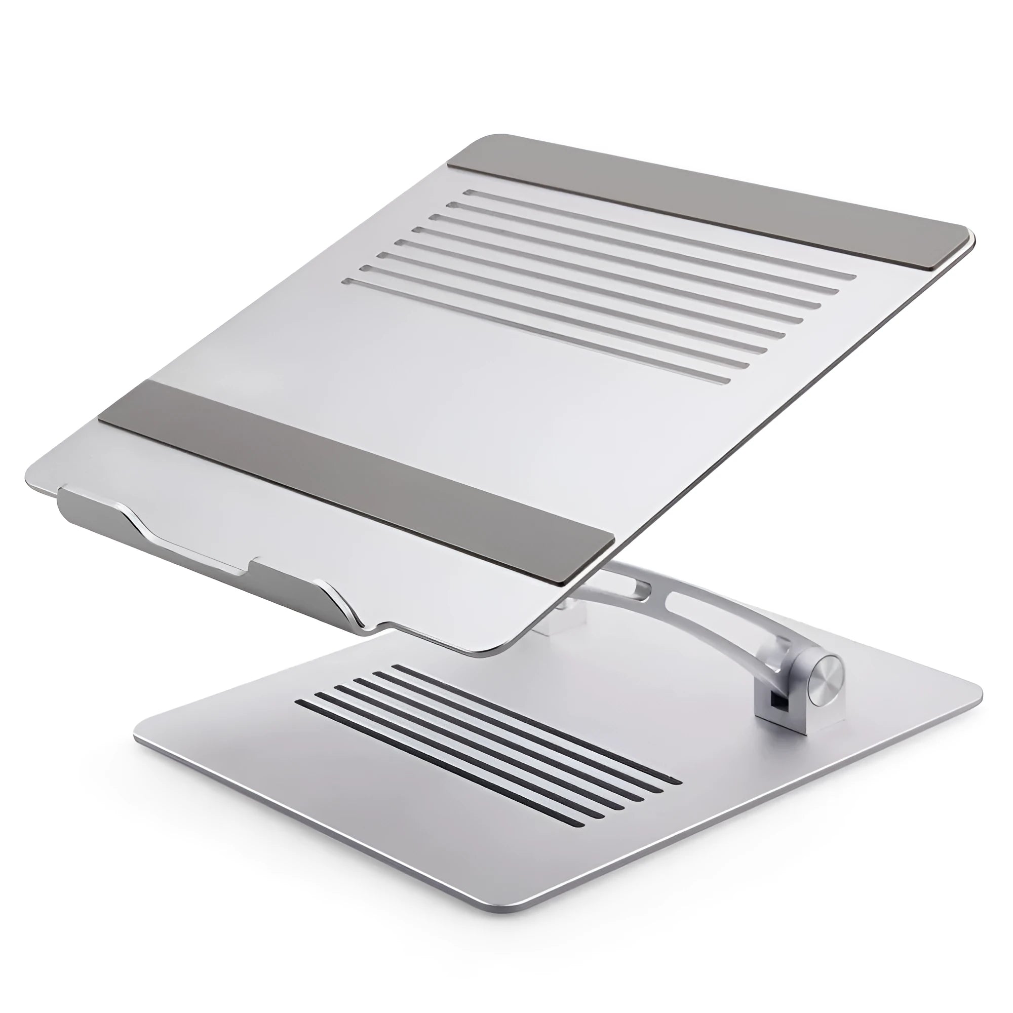 Folding aluminium alloy laptop stand with adjustable lifting height in silver colour