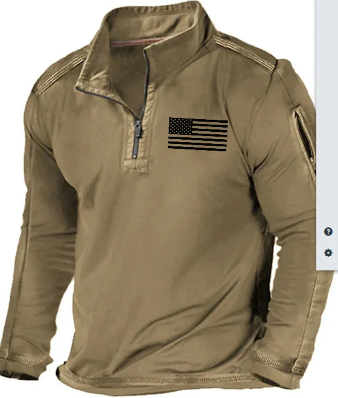 Men's grey zip-up sweater with a stand collar and long sleeves on a hanger.