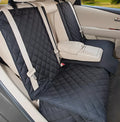 Black pet car seat cover with thick cushion and non-slip net on rear seat, 600D Oxford cloth, size 134.62 x 121.92 cm