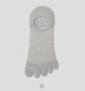 Modal cotton five-finger ultra-thin boat socks in solid colours including black, grey, khaki, and white.