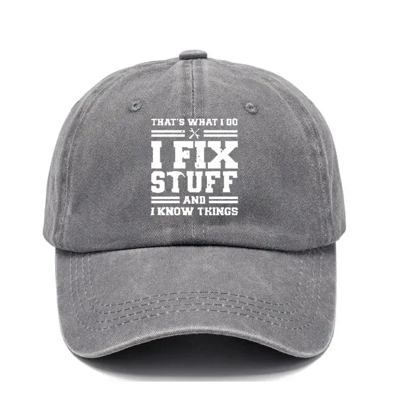 Washed print denim baseball cap with dome crown in retro style, available in multiple colours