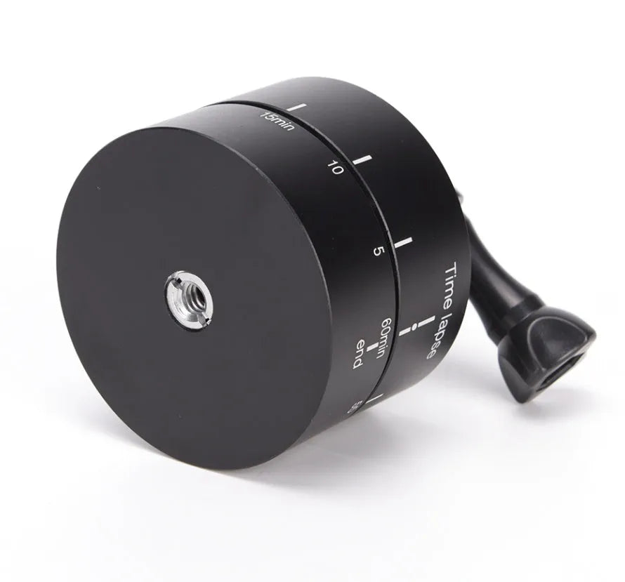 360-degree auto rotate camera tripod head base compatible with GoPro, SLR, and iPhone cameras