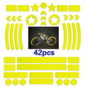 Sheet of reflective safety tape with a grid pattern for bicycles, shown in multiple colour options.
