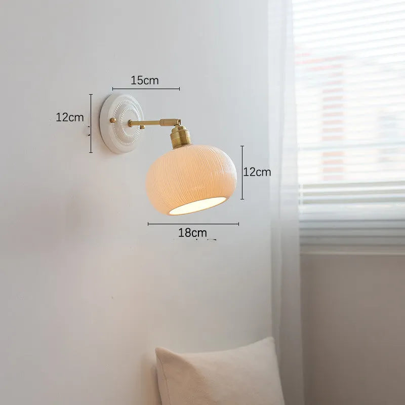 Nordic ceramic shade bedside reading lamp with copper iron body for study or bay window use