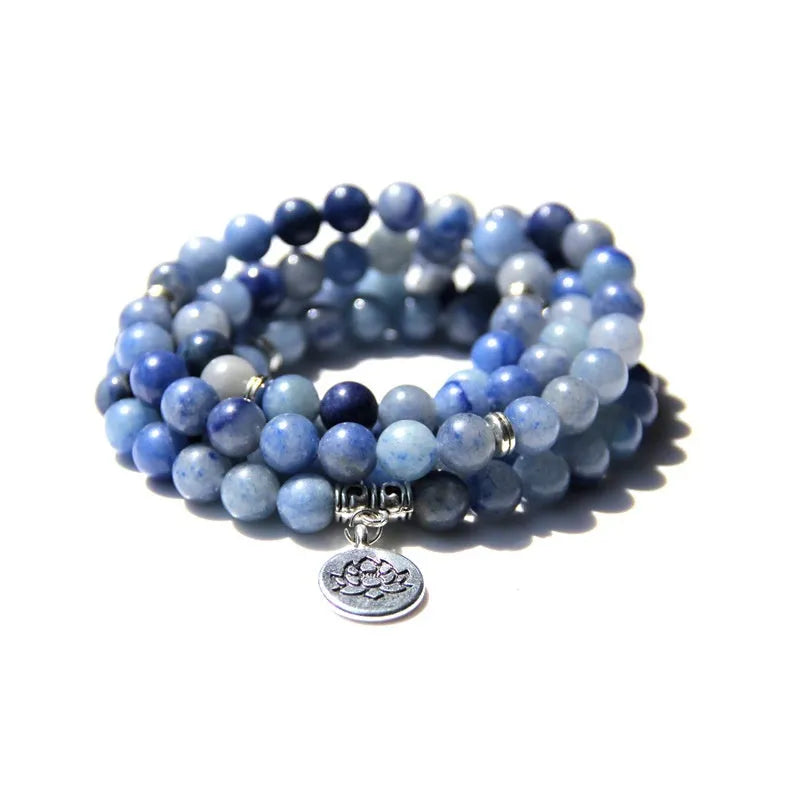 Women's bracelet with natural stone lotus pendant in geometric design showing eight colour variations