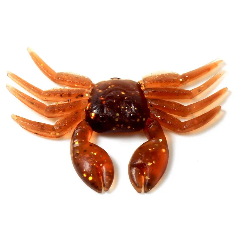 8cm PVC software crab fishing lure in brown or red crab colour for saltwater and freshwater fishing