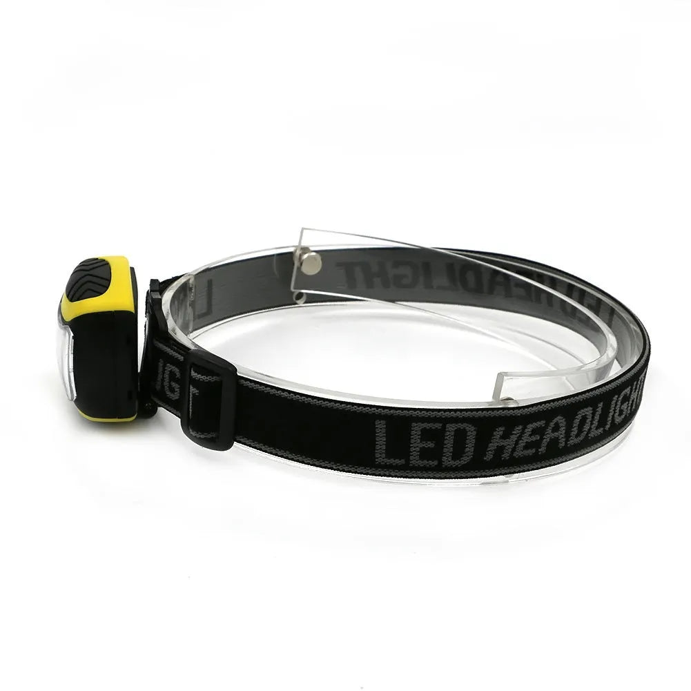 Yellow plastic three-speed COB LED headlamp for outdoor and work use