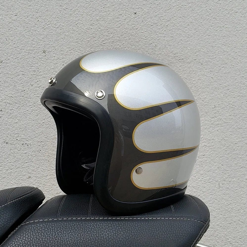 Retro-style FRP motorcycle half helmet in multiple colours for electric bike commuting