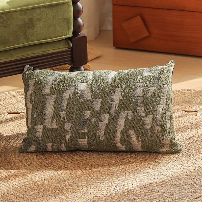 45cm square Jacquard cushion cover with Nordic plant and flower pattern in a retro colour.