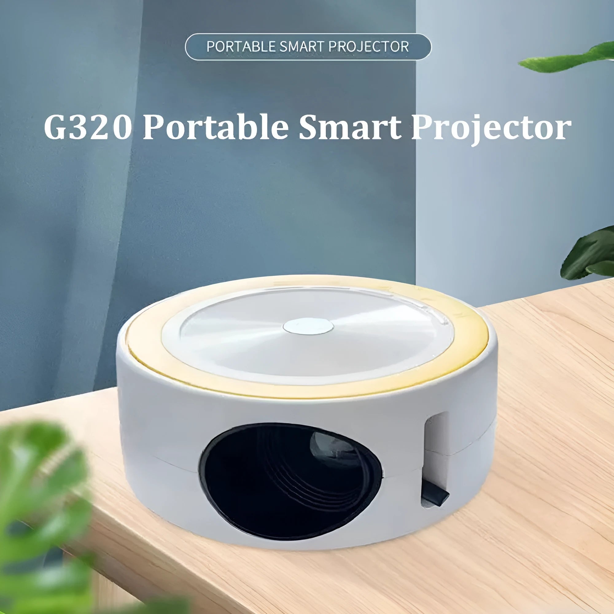 Wired home LED projector YT200 in compact 110x47mm casing with remote control and USB cord