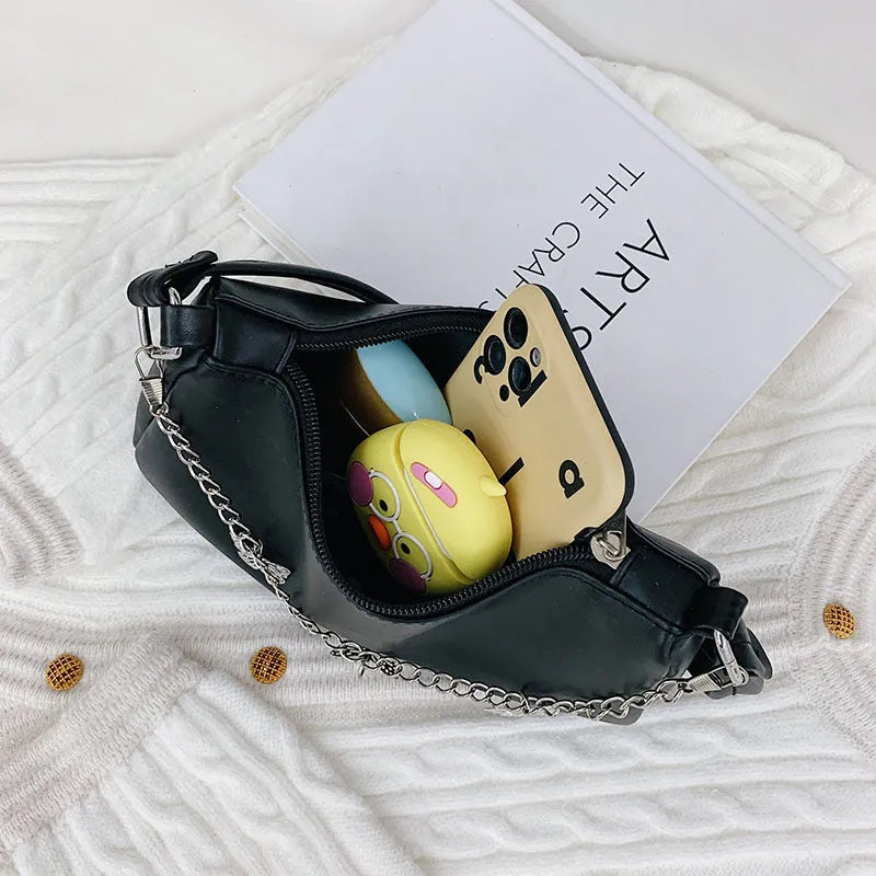Horizontal square butterfly chain underarm bag in four colour options