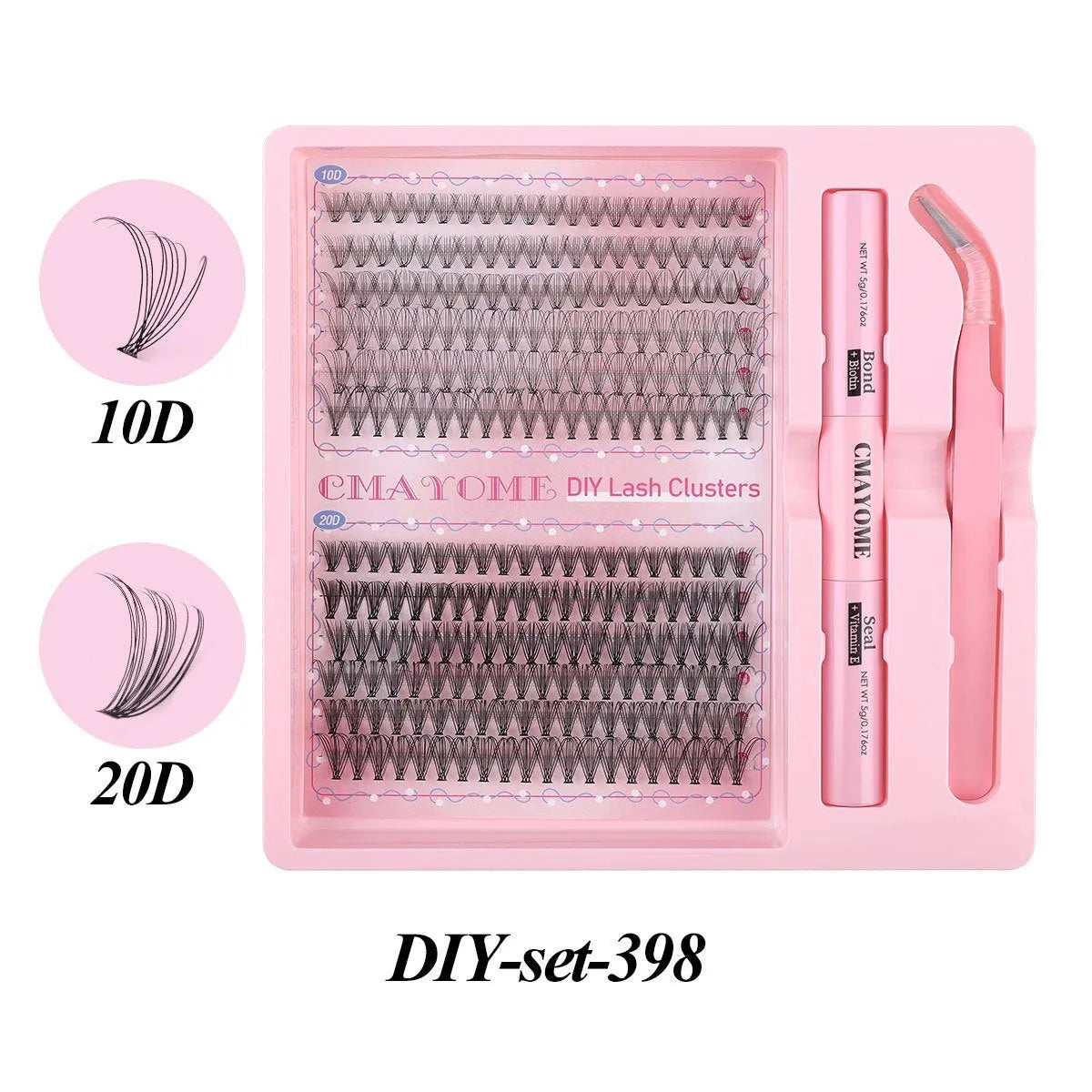 DIY single cluster false eyelashes natural thick mixed split type artificial fibre set in 15.5cm packaging