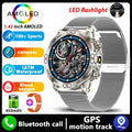 Smart watch with HD IPS screen showing health data, Bluetooth calling, and magnetic charging. Available in black, silver, and blue band options.