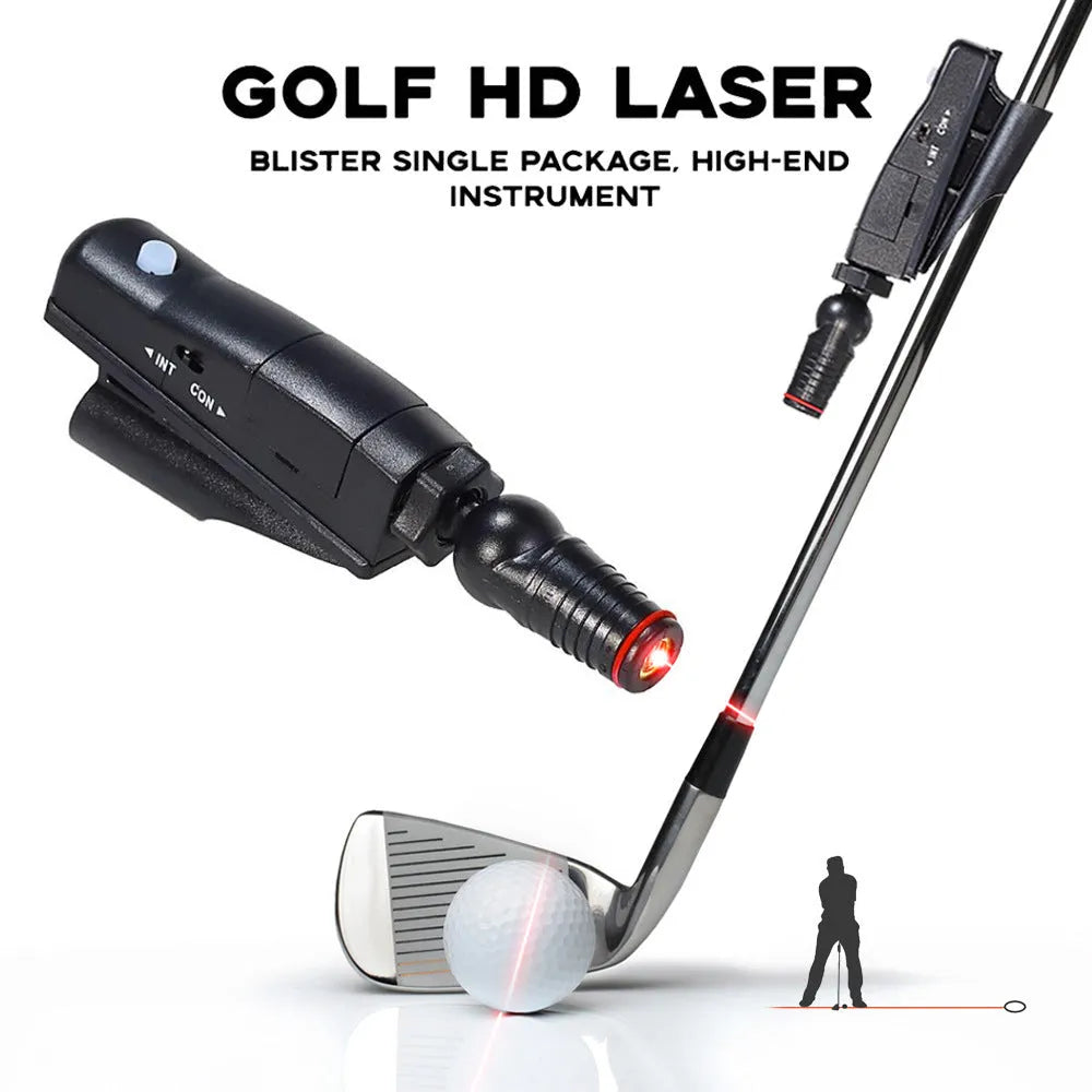Black golf putter laser aiming sight accessory mounted on club shaft