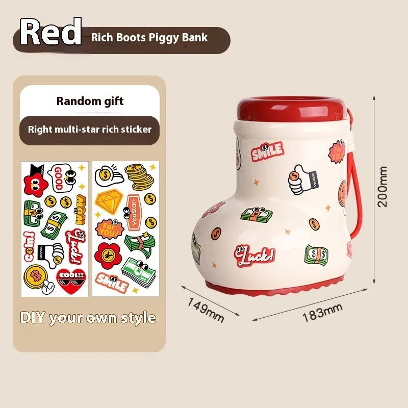 Cartoon-style red and brown plastic desktop storage box with grid compartments for organising pens and stationery.