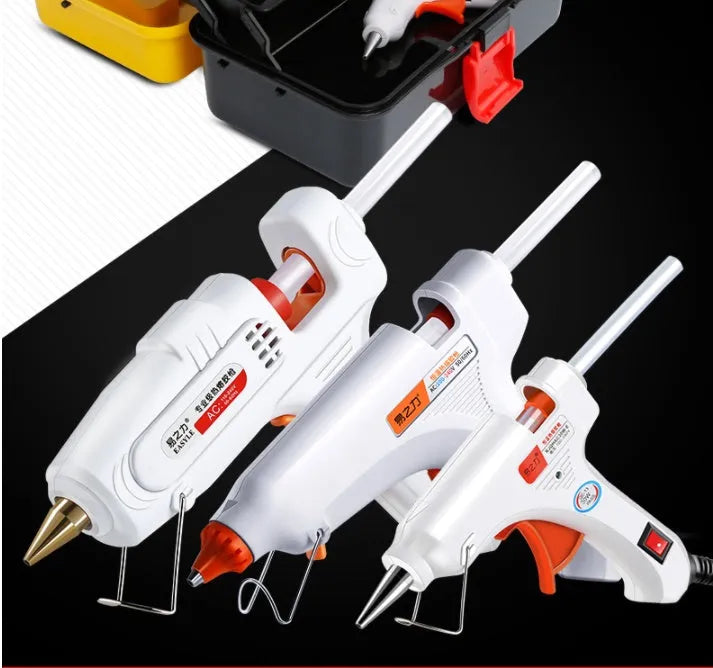 Electric hot melt glue gun with anti-heat blanket and metal bracket, 50W White