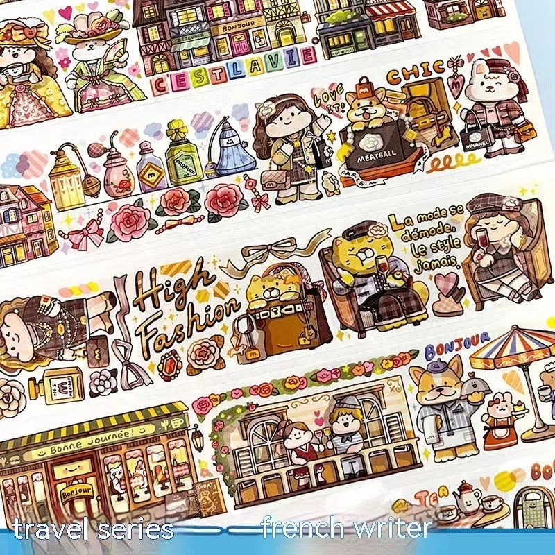 Cartoon character decorative stickers for haemorrhoid tape packaging on Japanese paper
