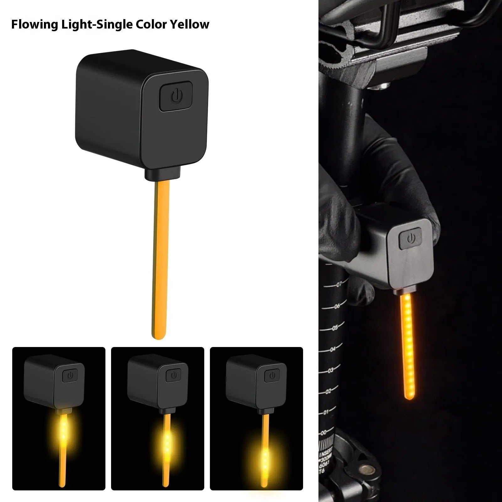 Bicycle taillight with running water illumination effect mounted on seat tube