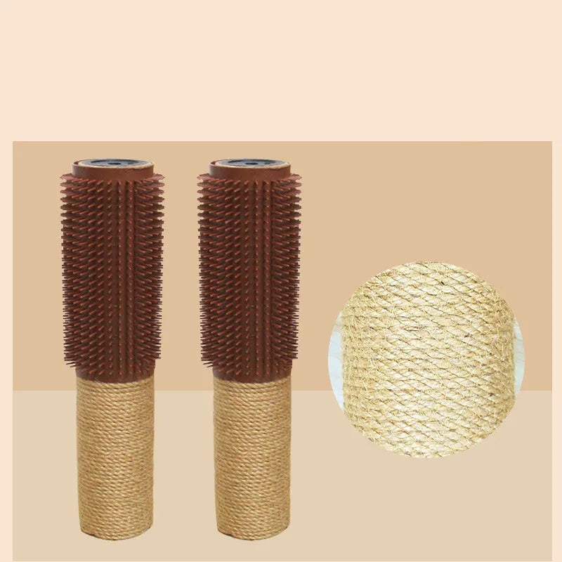 Brown sisal fibre cat scratching post measuring 30cm tall with rope texture for claw sharpening